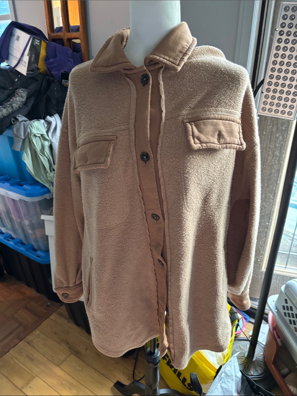 Free People Teddy Jacket in Olive - Picture 2 of 4
